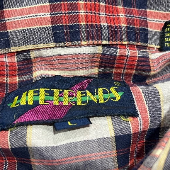 LifeTrends Plaid Western Rockabilly Cowboy Rancher Button Down Vintage Shirt - Picture 8 of 8